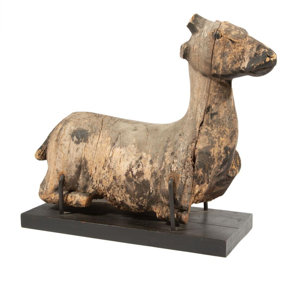 THAI CARVED WOOD FIGURE OF A