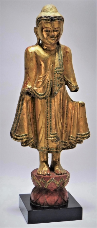 THAI CARVED WOOD GILDED BUDDHA
