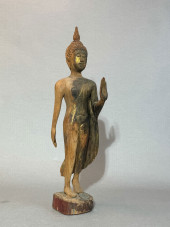 THAI CARVED WOOD WALKING BUDDH