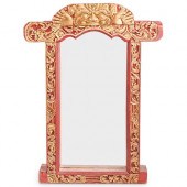 THAI CARVED WOODEN FRAMED MIRR