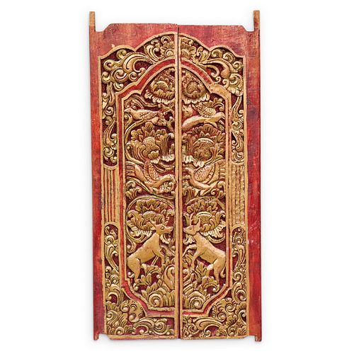 THAI CARVED WOODEN WINDOW