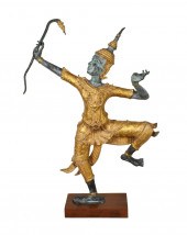THAI GILT AND PATINATED BRONZE
