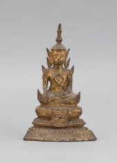 THAI GILT BRONZE BUDDHA 18TH C