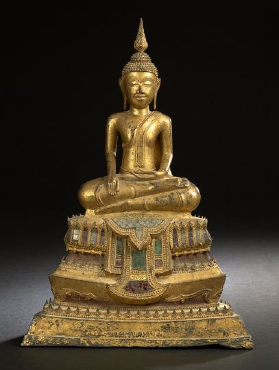 Thai Gilt-Bronze Figure of a Seated