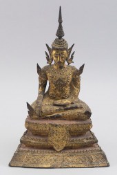 THAI GILT-BRONZE SEATED BUDDHA