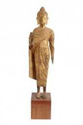 THAI GILT BRONZE STANDING BUDD