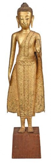 THAI GILT BRONZE STANDING BUDD