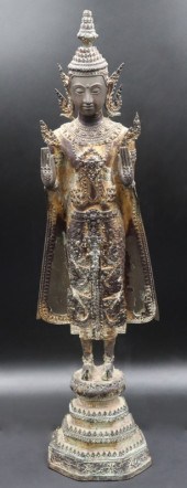 THAI GILT-BRONZE STANDING BUDD