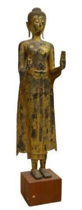 THAI GILT BRONZE STANDING DOUB
