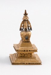 THAI GILT BRONZE STUPA 19TH CE