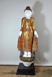 THAI GILT & JEWELED MARBLE TEM
