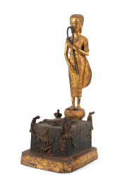 THAI GILT LACQUER METAL FIGURA