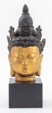 THAI GILT METAL BUDDHA BUST SC