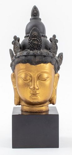 THAI GILT METAL BUDDHA BUST