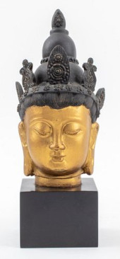 THAI GILT METAL BUDDHA BUST SC