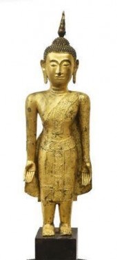 THAI GILT STANDING BUDDHA FIGU