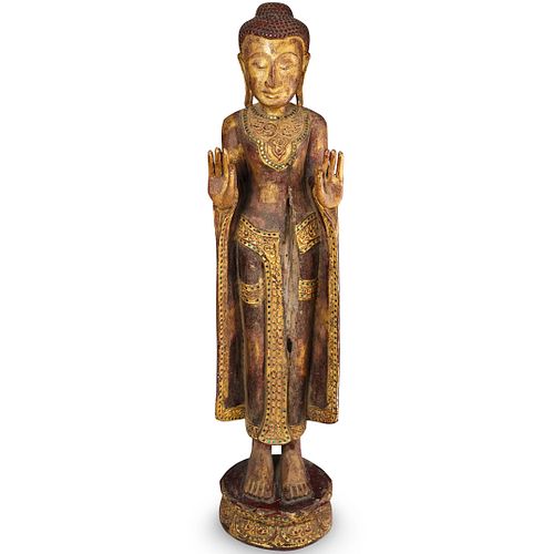THAI GILT WOOD DECORATIVE BUDDHA
