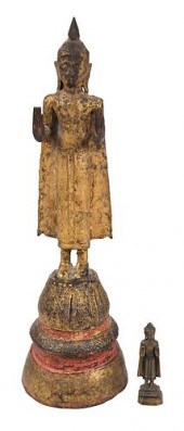 THAI GILTWOOD BUDDHA AND MINIA