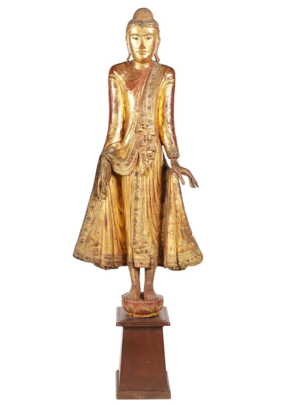 THAI GILTWOOD BUDDHA FIGUREThai