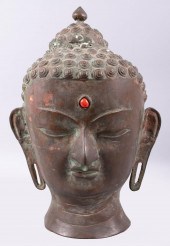 THAI LARGE BRONZE HEAD OF THE