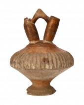 THAI PAINTED CERAMIC FOOTED VE