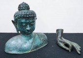 THAI PATINATED BRASS BUST OF B