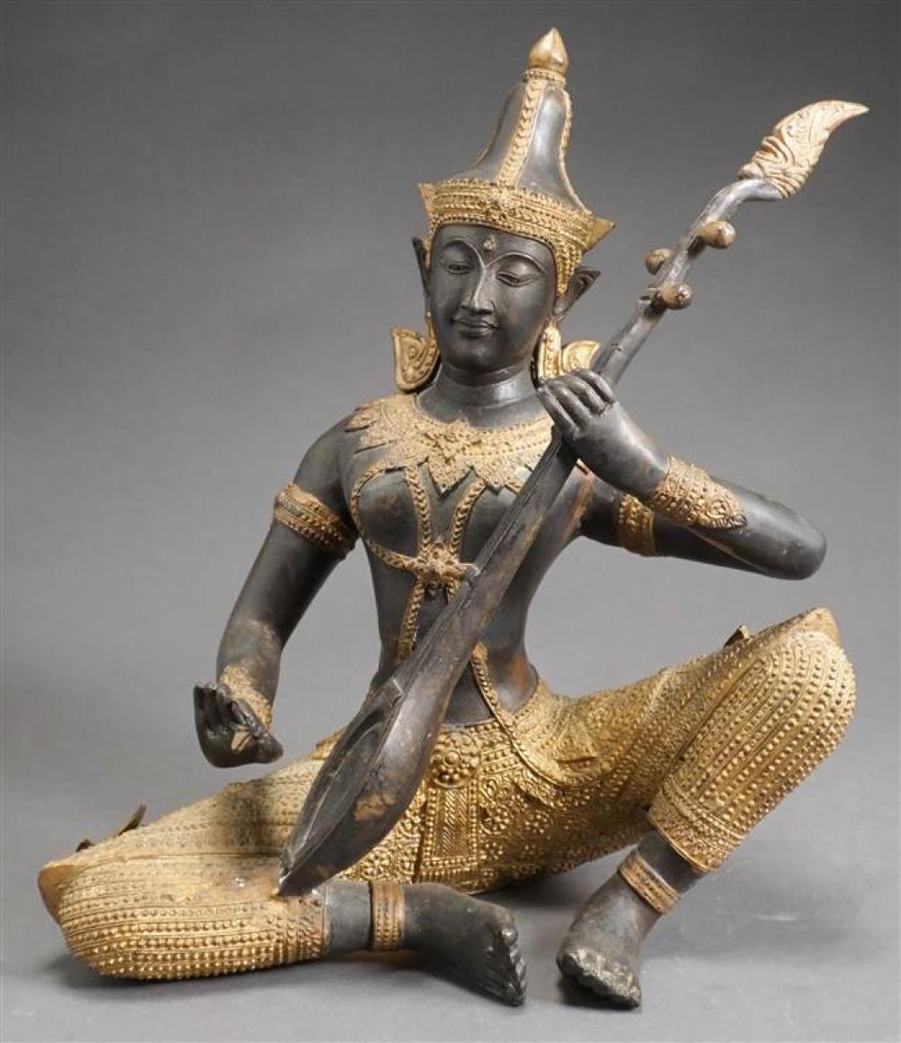 THAI PATINATED METAL FIGURE OF A