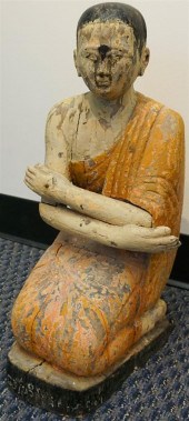 THAI SALMON DECORATED WOOD FIG