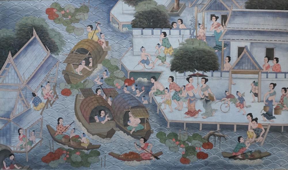 THAI SCHOOL, RIVER BOATING SCENE,