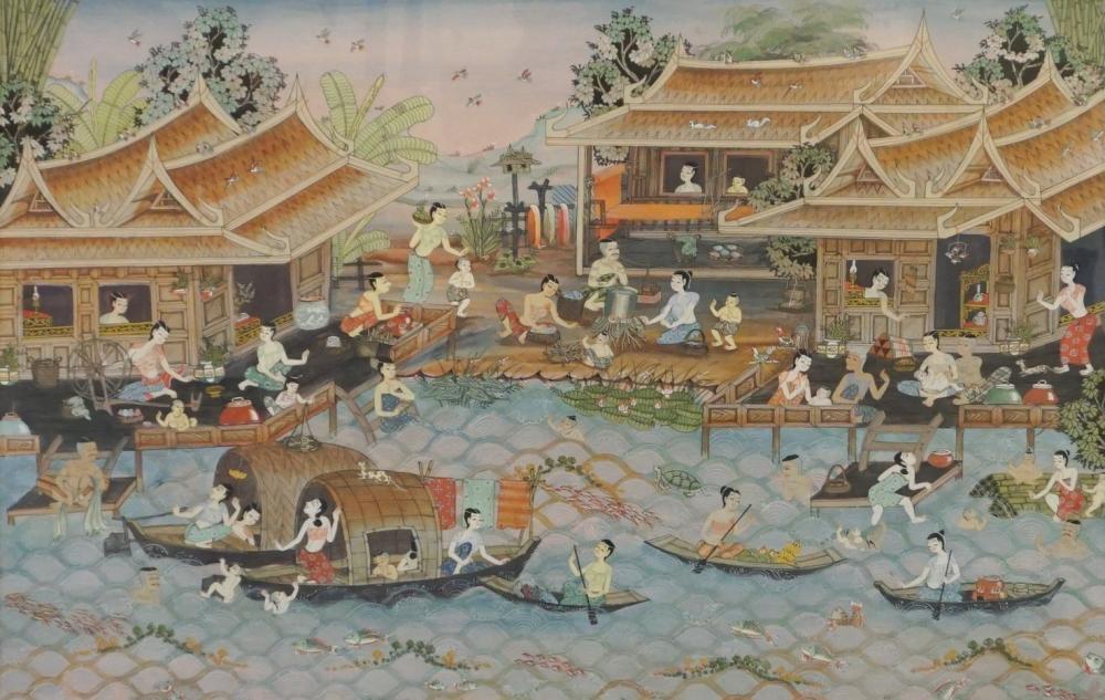 THAI SCHOOL, RIVER BOATING SCENE,