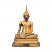 THAI SEATED GILT AND METAL BUD