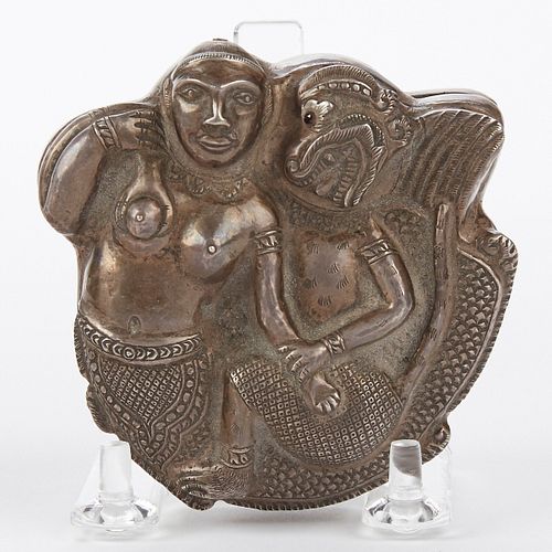 THAI SILVER BOX OF WOMAN AND