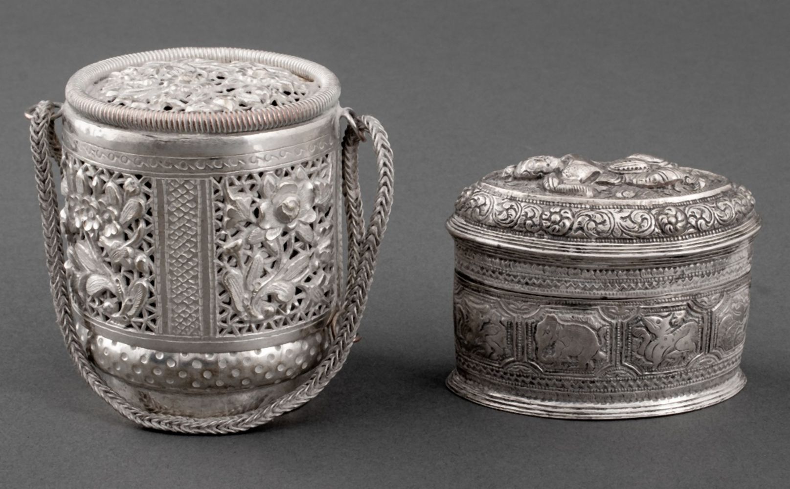 THAI SILVERED COPPER CONTAINERS,