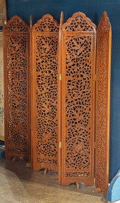 THAI SIX-PANEL CARVED WOOD FOL
