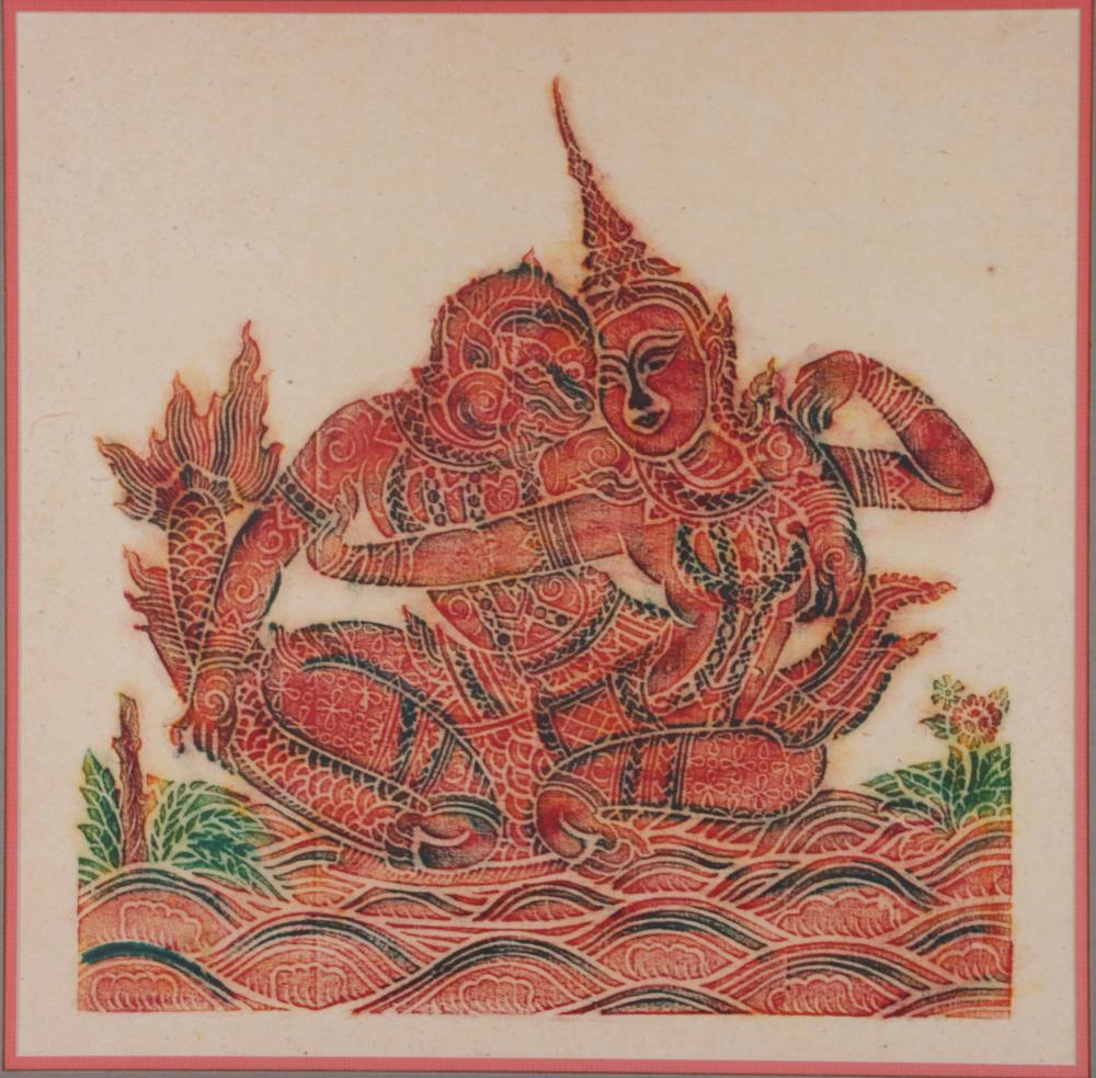 THAI TEMPLE RUBBING, DEITIES ON