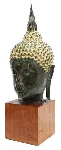 THAI VERDIGRIS BRONZE HEAD OF