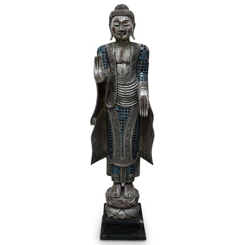 THAI WOOD MIRRORED BUDDHA
