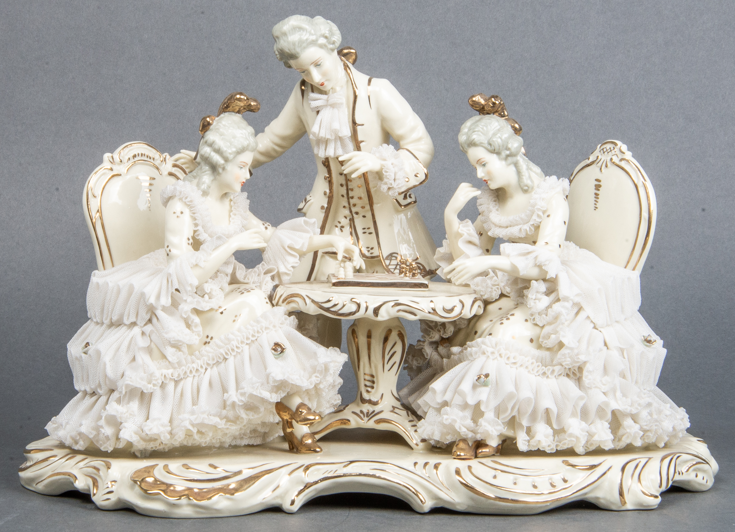 "THE CHESS MATCH" DRESDEN PORCELAIN