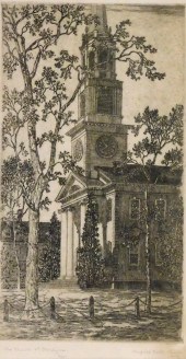 "THE CHURCH AT OLD LYME", ETCH
