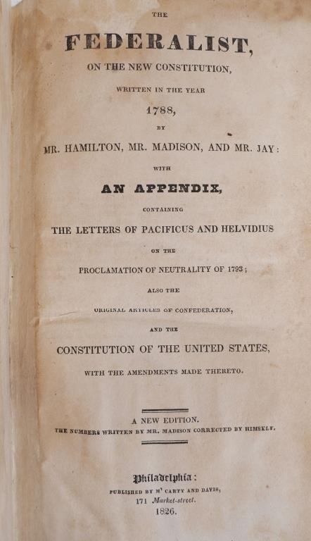 THE FEDERALIST, 1826