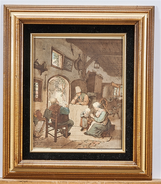 "The Newspaper Reader"; etching and