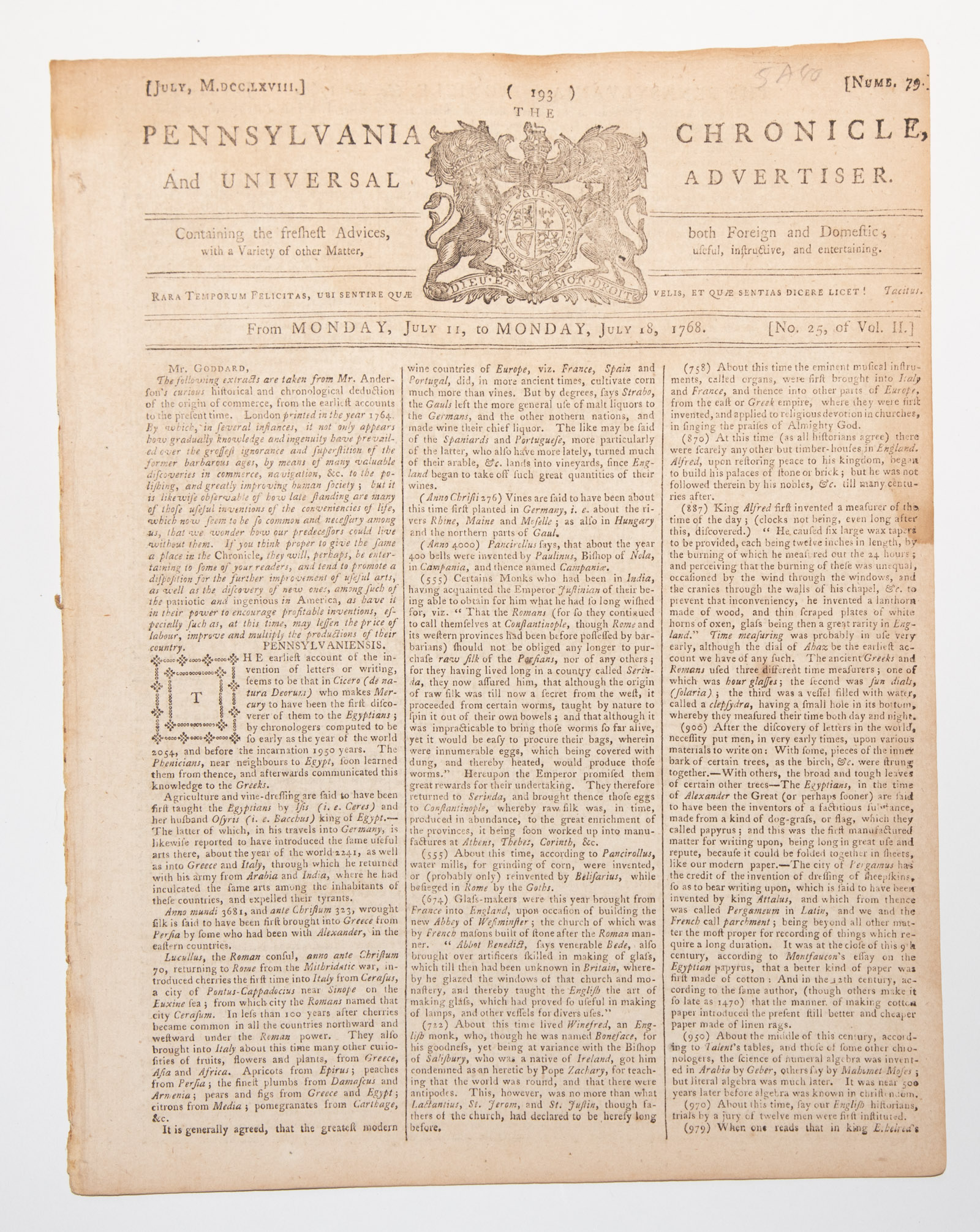THE PENNSYLVANIA CHRONICLE, JULY