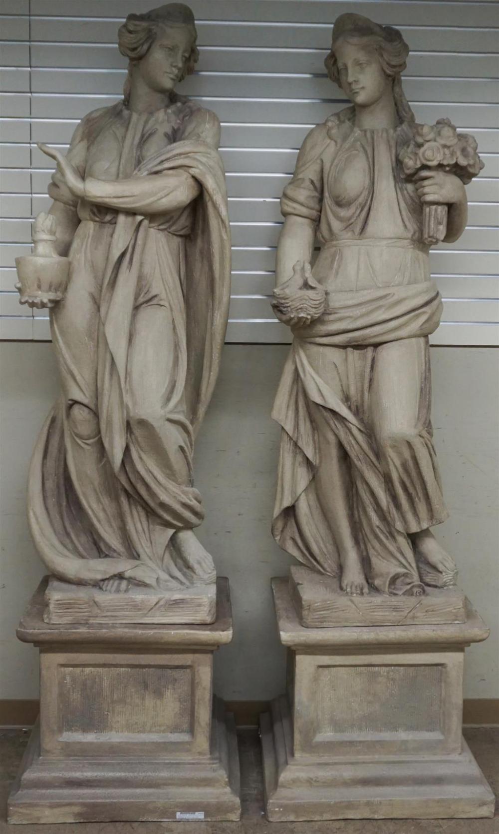 THE SEASONS, TWO PLASTER/FIBERGLASS