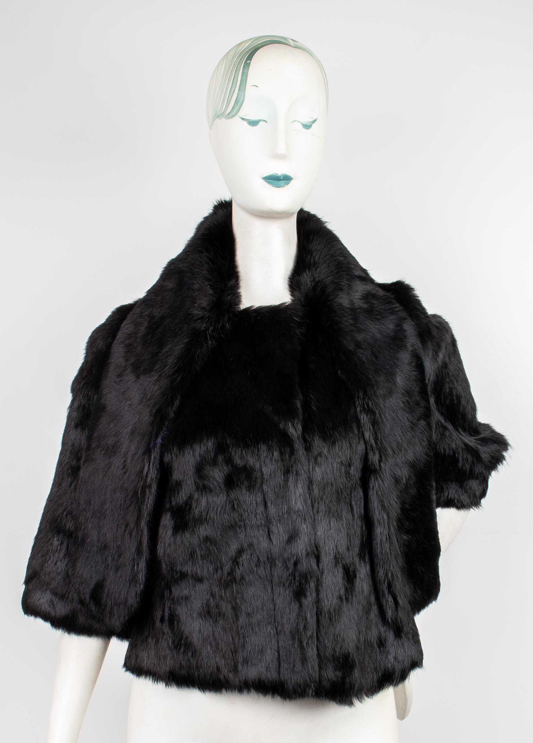 THEORY BLACK RABBIT FUR COAT Theory