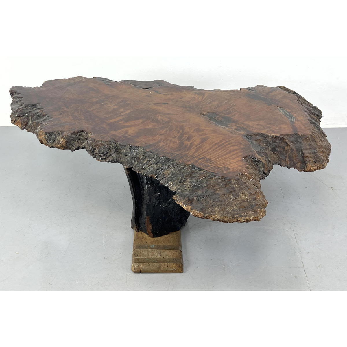 Thick Live Edge Burl Wood Slab.