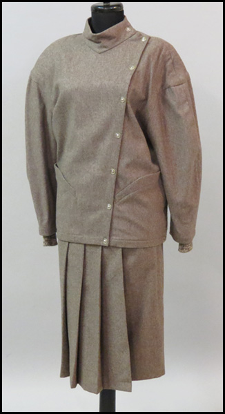 THIERRY MUGLER BROWN WOOL ENSEMBLE.