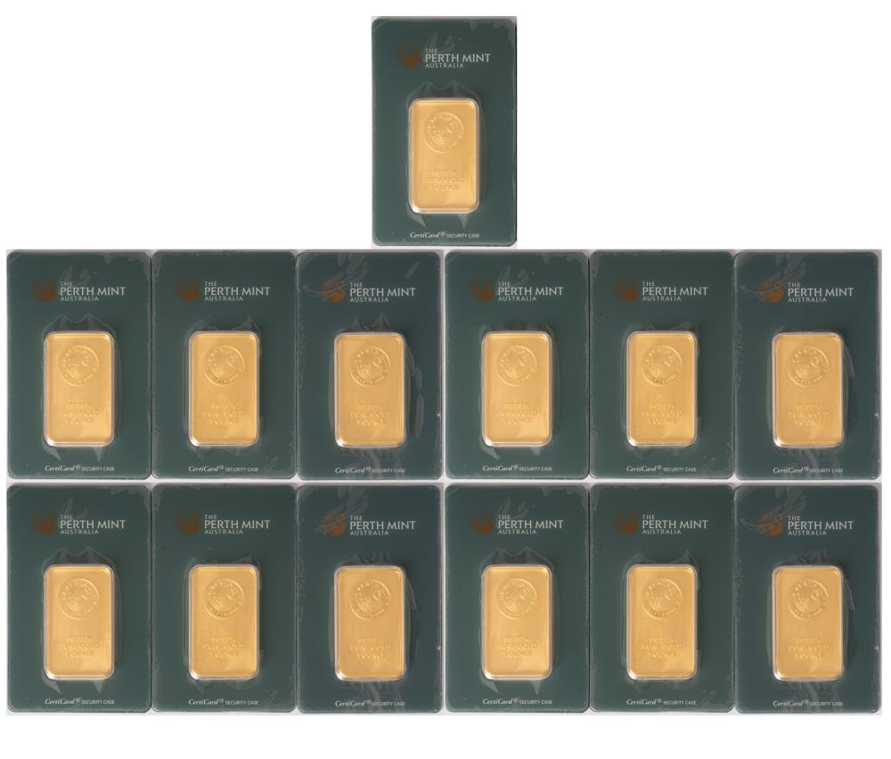 THIRTEEN 1-OUNCE PERTH MINT