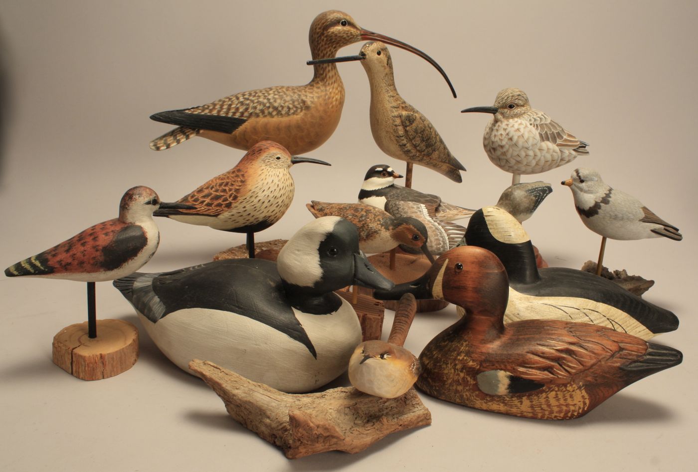 THIRTEEN BIRD CARVINGSContemporaryA