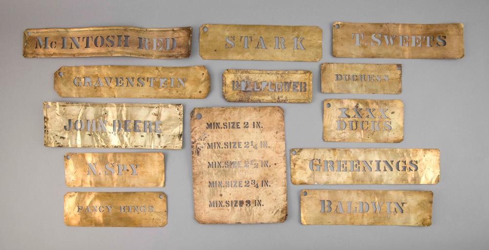 THIRTEEN BRASS STENCILS, MANY