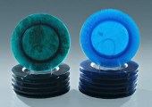 Thirteen cast glass plates: si